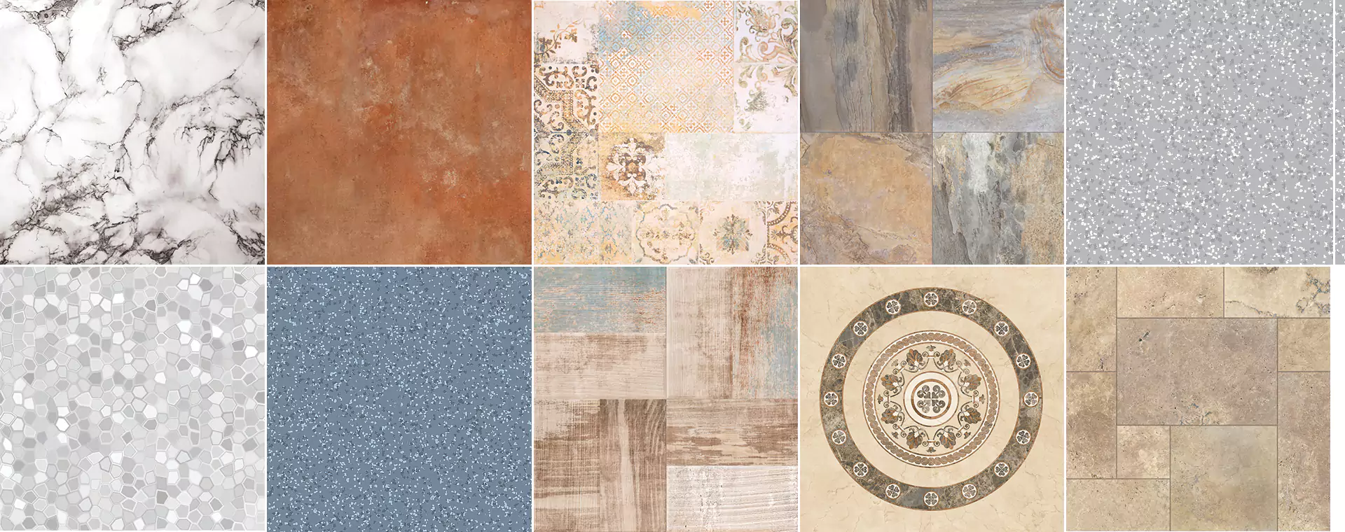 Tuff Floors colour paterned PUR coated vinyl floor tiles